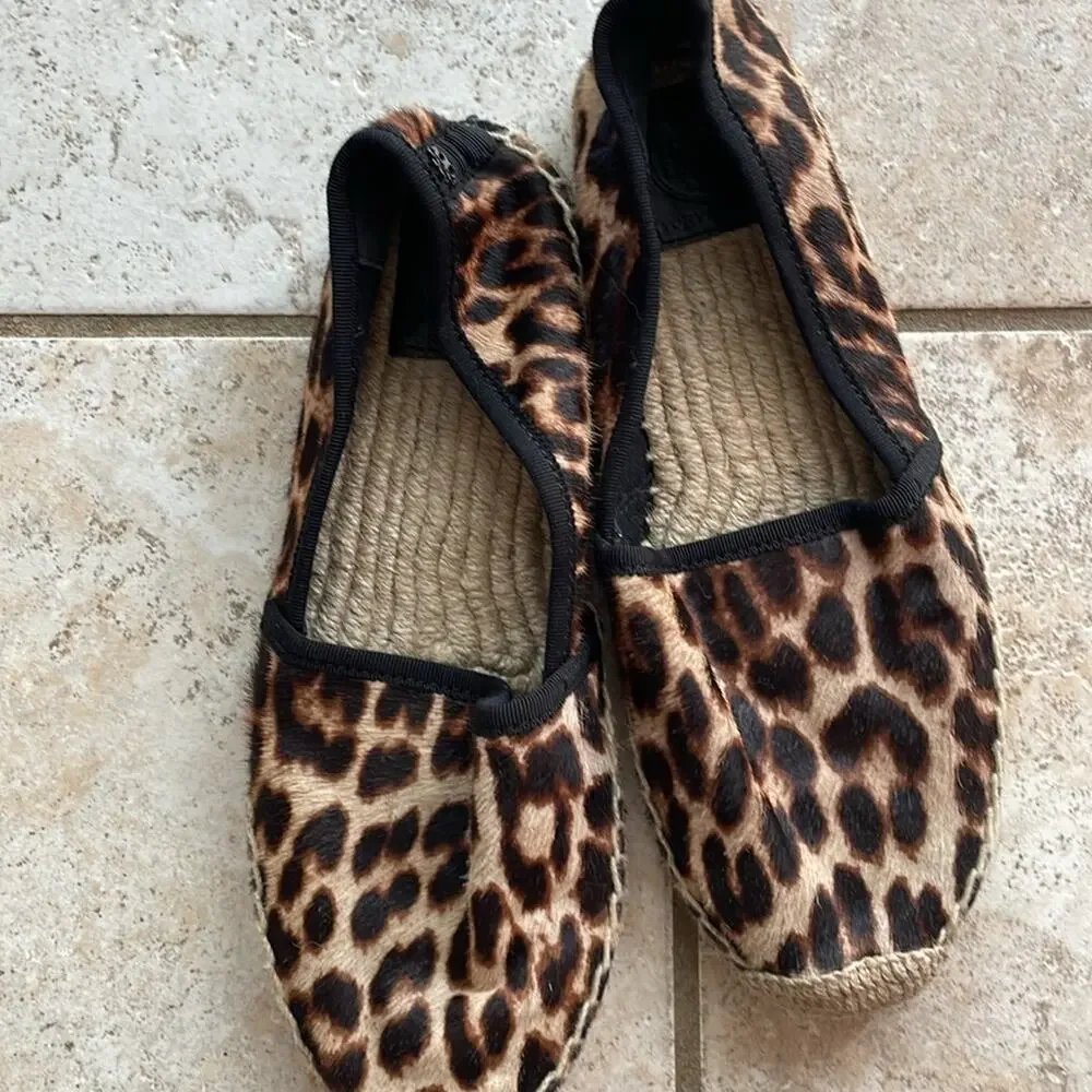 Tory Burch Leopard-print Calf Hair Espadrilles Flats